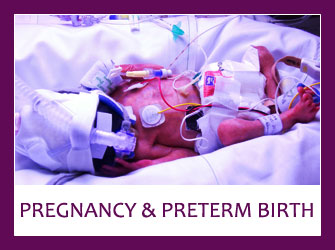 Photo of preterm child in incubator - Clicking on this image will take you to 'Pregnancy & Preterm Birth' section